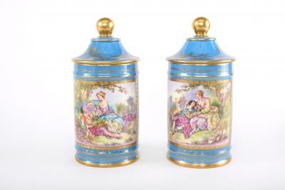Large Pair 19th Century Sevres Style Porcelain Covered Jars