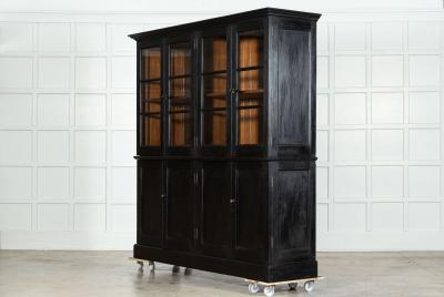 Large Pair 19thC English Grain Ebonised Pine Bookcases