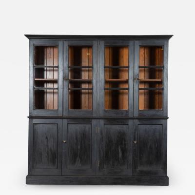 Large Pair 19thC English Grain Ebonised Pine Bookcases