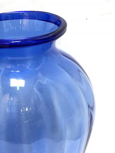 Large Pair Antique Murano Cobalt Blue Amphora Vases