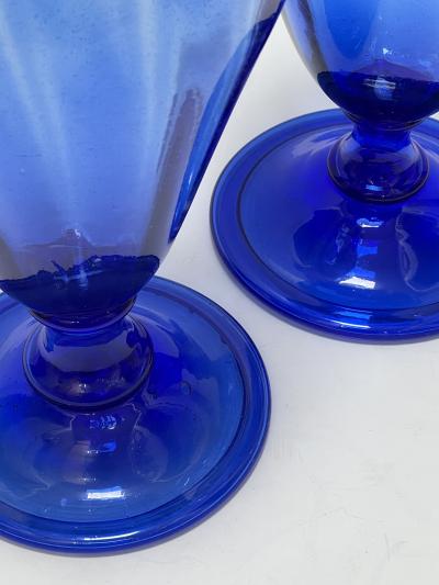 Large Pair Antique Murano Cobalt Blue Amphora Vases