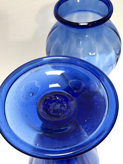 Large Pair Antique Murano Cobalt Blue Amphora Vases