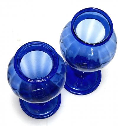 Large Pair Antique Murano Cobalt Blue Amphora Vases