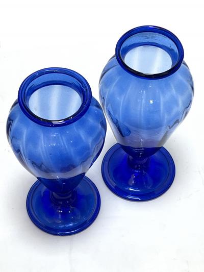 Large Pair Antique Murano Cobalt Blue Amphora Vases