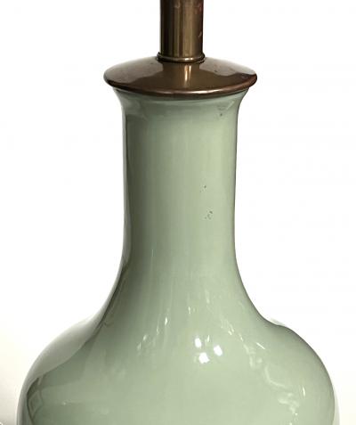 Large Pair Chinese Celadon Glazed Bottle form Porcelain Lamps