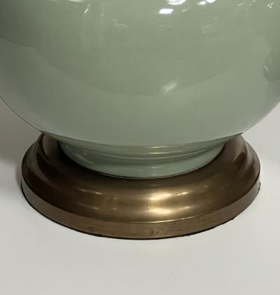 Large Pair Chinese Celadon Glazed Bottle form Porcelain Lamps