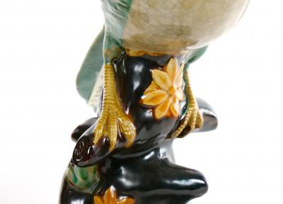 Large Pair English Glazed Porcelain Terracotta Birds Statues