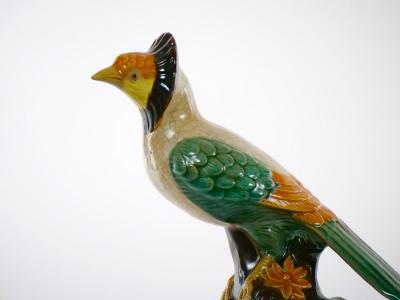 Large Pair English Glazed Porcelain Terracotta Birds Statues