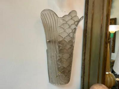 Large Pair Of Art Deco Style Murano Glass Sconces