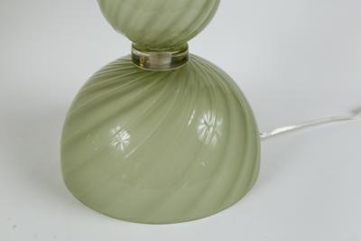 Large Pair Of Artisan Blown Pale Green Swirl Lamps Contemporary
