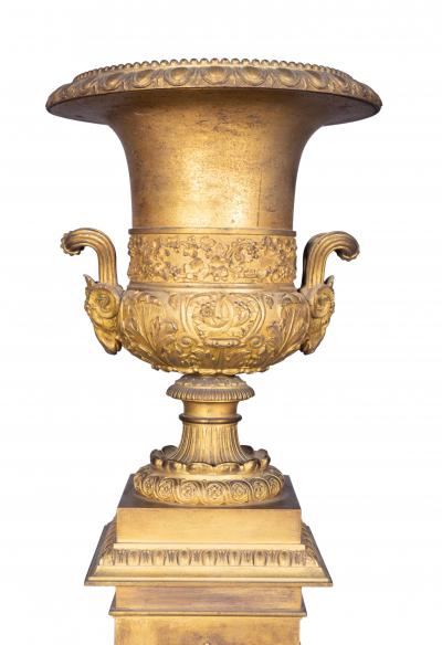 Large Pair Of French Empire Ormolu Campagna Form Urns
