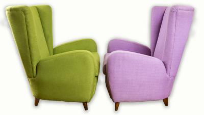 Large Pair Of Italian Mid Century Lounge Chairs By Paola Buffa