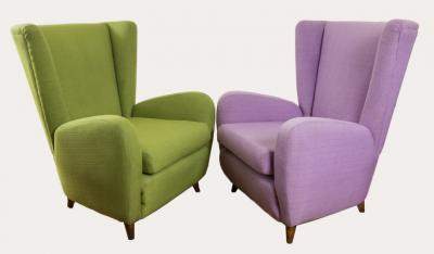 Large Pair Of Italian Mid Century Lounge Chairs By Paola Buffa