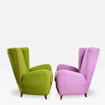 Large Pair Of Italian Mid Century Lounge Chairs By Paola Buffa