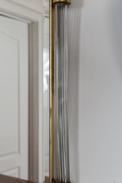 Large Pair Of Murano Blown Reeded Brass Mirror Contemporary