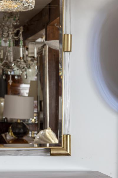 Large Pair Of Murano Blown Reeded Brass Mirror Contemporary