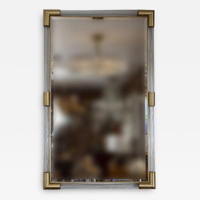 Large Pair Of Murano Blown Reeded Brass Mirror Contemporary