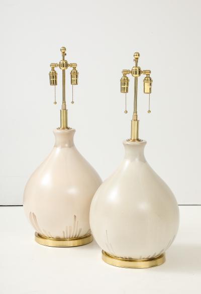 Large Pair of 1970s Balloon shaped Lamps with an Ivory Glaze