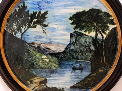 Large Pair of 19th Century Italian Glazed Majolica Framed Plaques