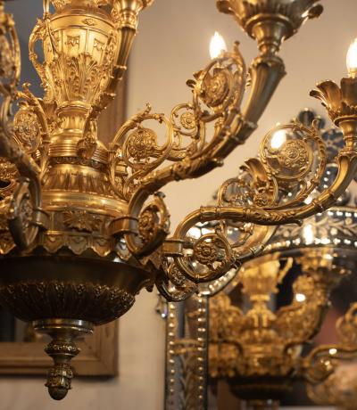 Large Pair of 20th Century English Ormolu Chandeliers