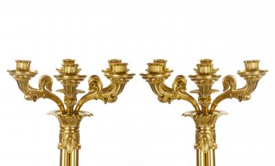 Large Pair of Antique Charles X Style French Bronze Candelabra