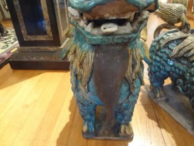 Large Pair of Antique Chinese Porcelain Foo Dogs