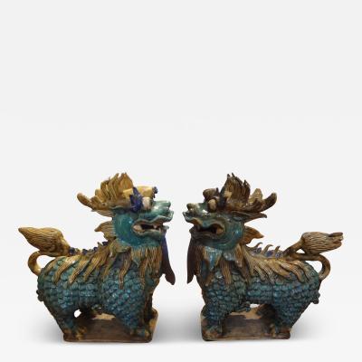 Large Pair of Antique Chinese Porcelain Foo Dogs