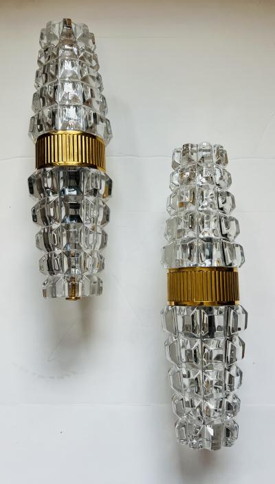 Large Pair of Austrian Crystal Kolarz Gold Wall Lamps