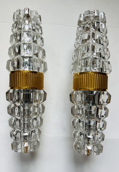 Large Pair of Austrian Crystal Kolarz Gold Wall Lamps