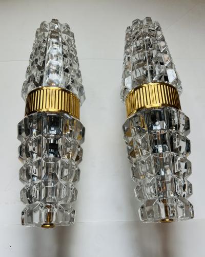 Large Pair of Austrian Crystal Kolarz Gold Wall Lamps