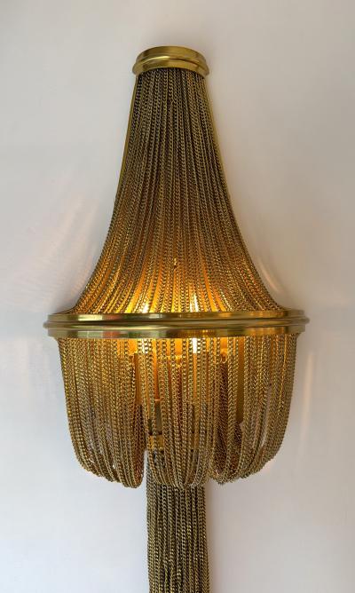Large Pair of Brass Bracelet Chain Sconces