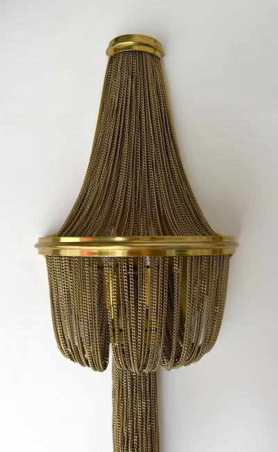 Large Pair of Brass Bracelet Chain Sconces