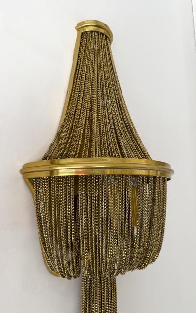 Large Pair of Brass Bracelet Chain Sconces