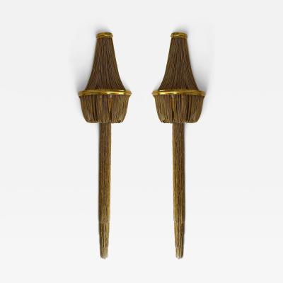 Large Pair of Brass Bracelet Chain Sconces
