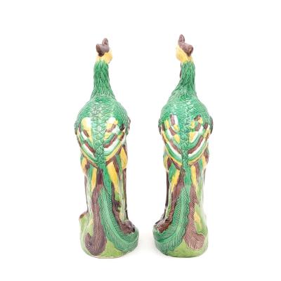 Large Pair of Chinese Export Porcelain Phoenixes circa 1900 Restored