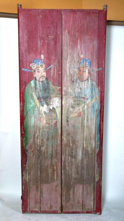 Large Pair of Chinese Lacquered Doors 19th century