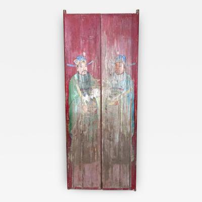 Large Pair of Chinese Lacquered Doors 19th century