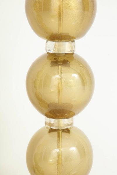 Large Pair of Gold Sphere Murano Glass Lamps Italy