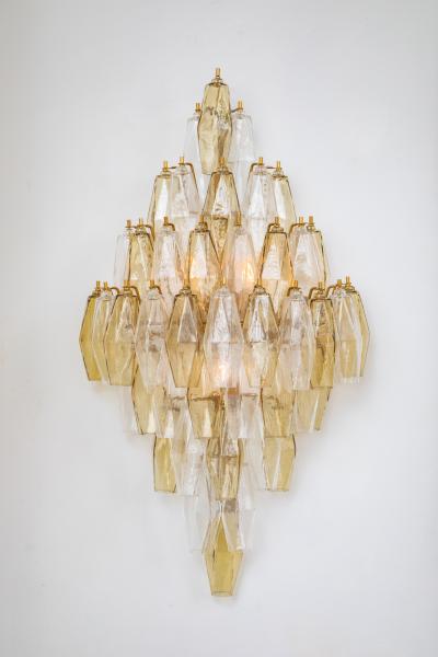 Large Pair of Italian Poliedri Glass Sconces