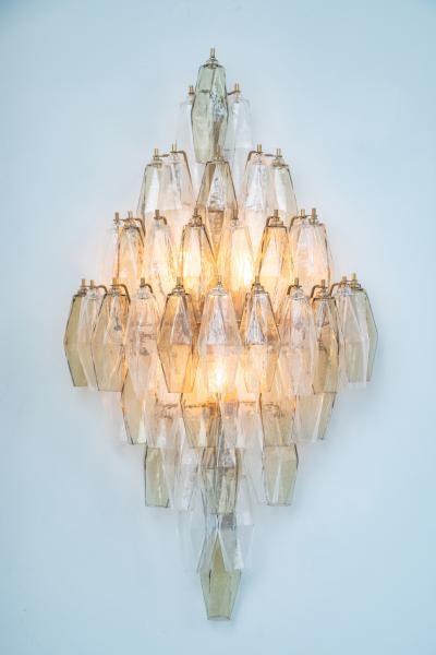 Large Pair of Italian Poliedri Glass Sconces