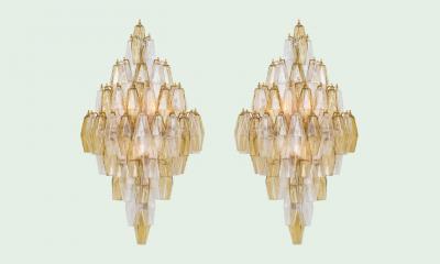 Large Pair of Italian Poliedri Glass Sconces