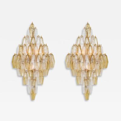 Large Pair of Italian Poliedri Glass Sconces