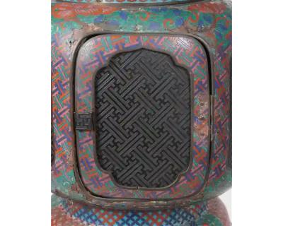 Large Pair of Japanese Cloisonne Enamel Lanterns Attributed to Kaji Tsunekichi