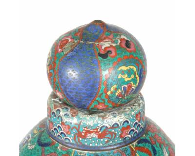 Large Pair of Japanese Cloisonne Enamel Lanterns Attributed to Kaji Tsunekichi