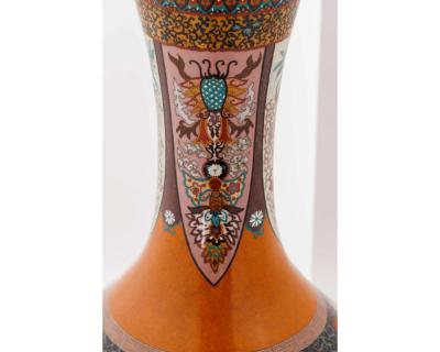 Large Pair of Japanese Cloisonne Enamel Vases Attributed to Honda Yasaburo
