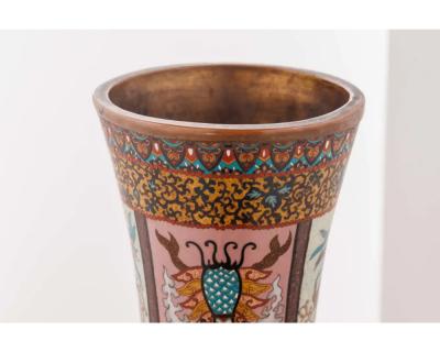 Large Pair of Japanese Cloisonne Enamel Vases Attributed to Honda Yasaburo