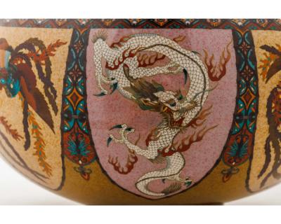 Large Pair of Japanese Cloisonne Enamel Vases Attributed to Honda Yasaburo