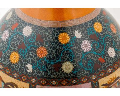Large Pair of Japanese Cloisonne Enamel Vases Attributed to Honda Yasaburo