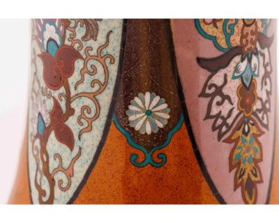 Large Pair of Japanese Cloisonne Enamel Vases Attributed to Honda Yasaburo