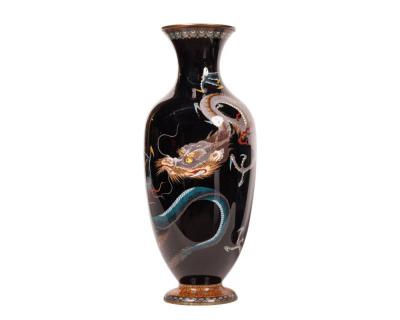 Large Pair of Meiji Period Japanese Cloisonne Enamel Double Dragon Vases